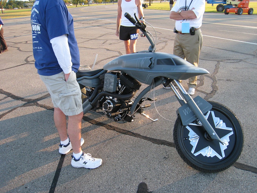 USAF Half Marathon 2009 120.jpg - The Orange County Cycle "Stealth" motorcycle was the "pace vehicle" for the races.